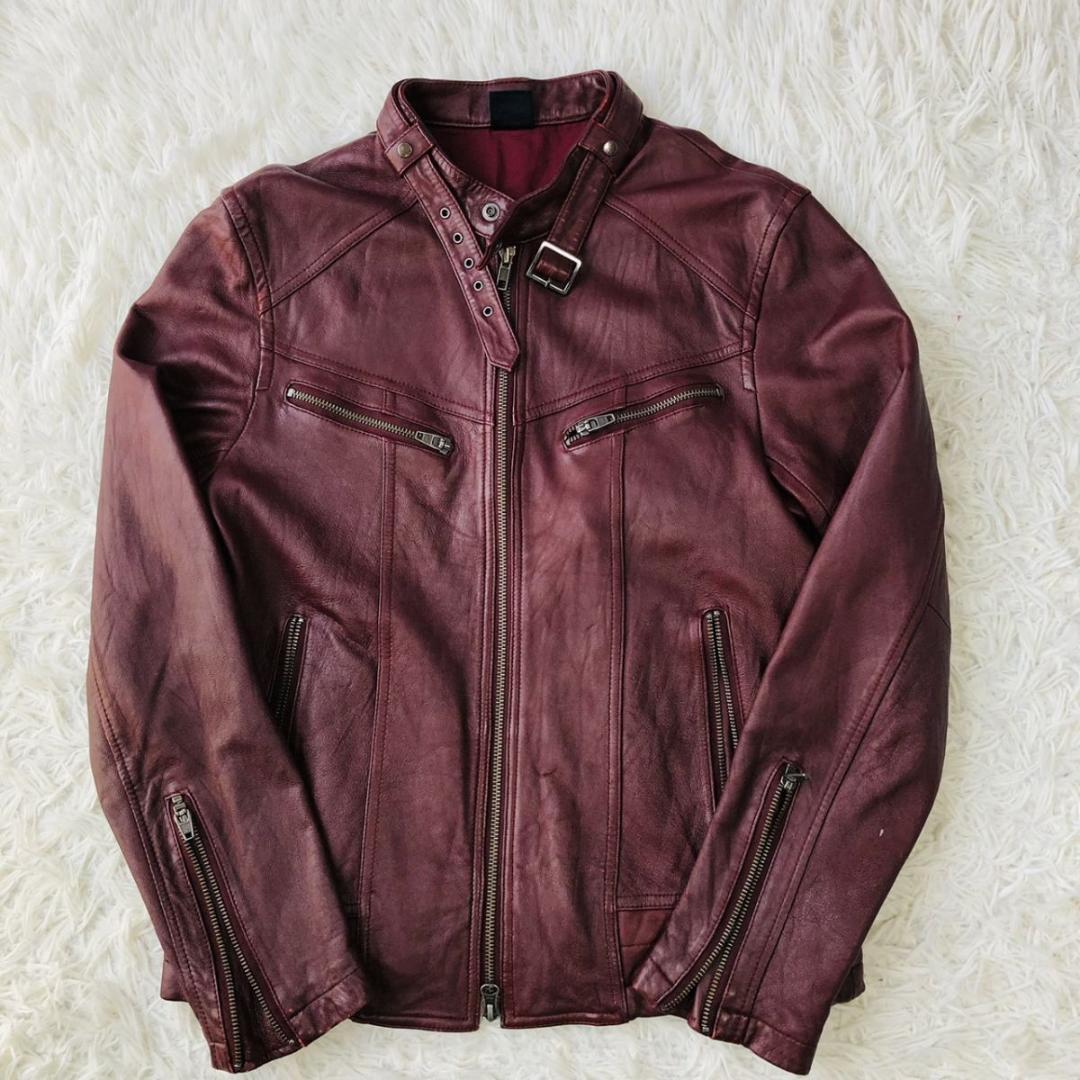 ★希少カラー★JACKROSE シングルライダース 羊革 ボルドー L相当 本革