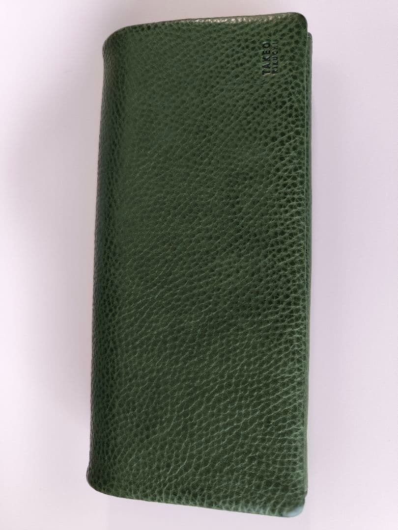 TAKEO KIKUCHI グリーンレザーかぶせ長財布
