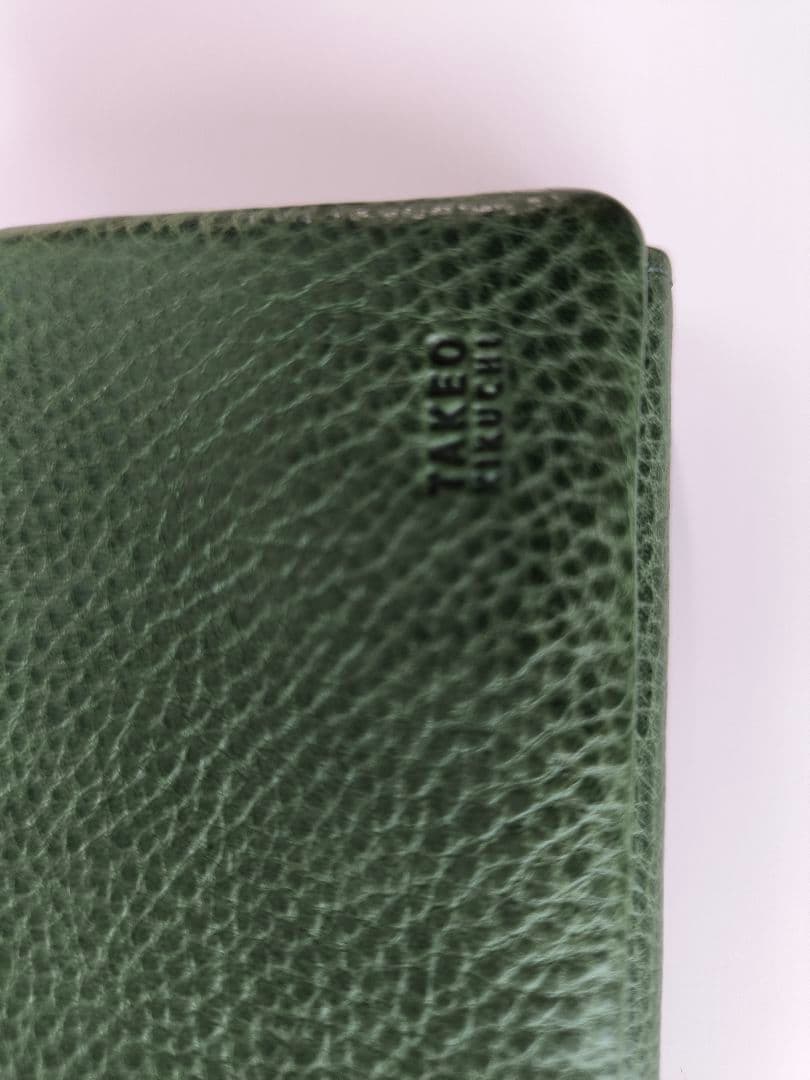 TAKEO KIKUCHI グリーンレザーかぶせ長財布