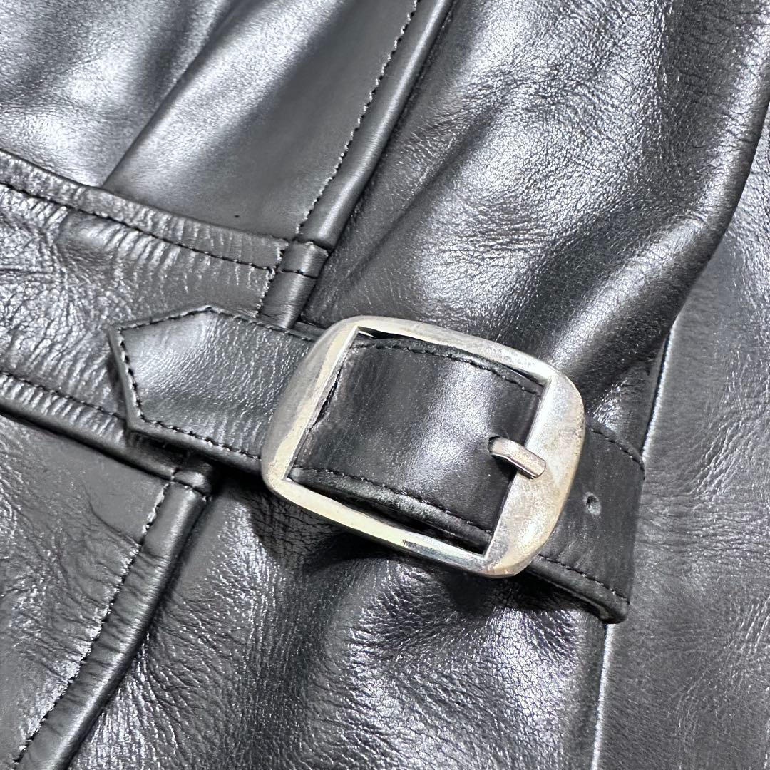 フリーダム シングルライダースジャケット バイクウェア メンズ 牛革 黒 L相当