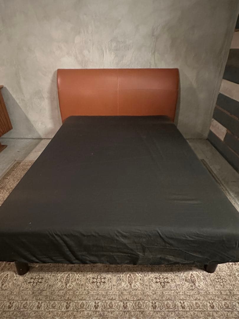 【東京23区配送無料】ダブルベッド　フレーム　セット　レザー　ホテル　140cm