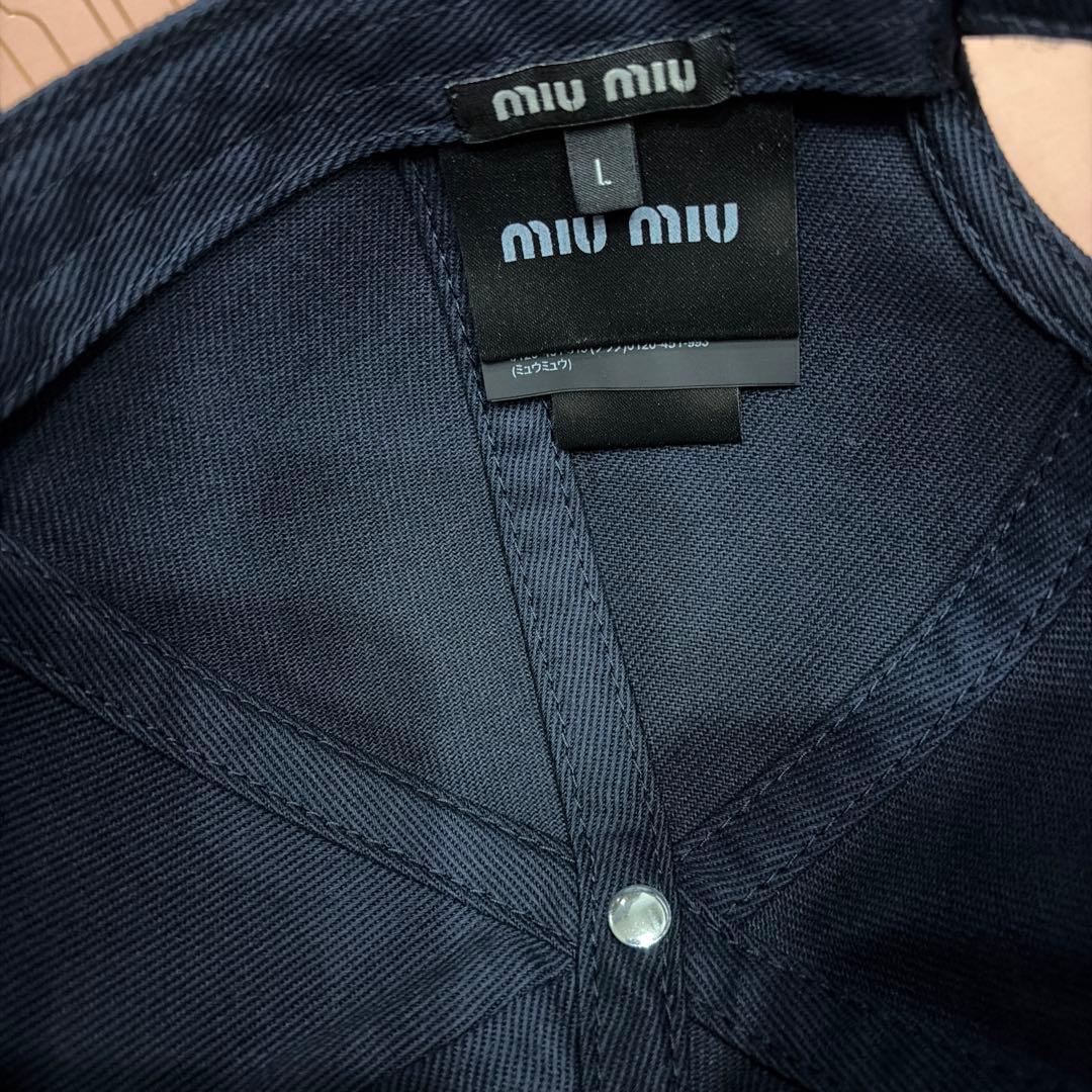 miumiu ドリル ベースボールキャップ　キャップ　帽子