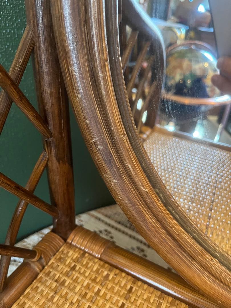 ドレッサー 置型 鏡 ミラー 籐 ラタン インテリア 昭和レトロ 当時物