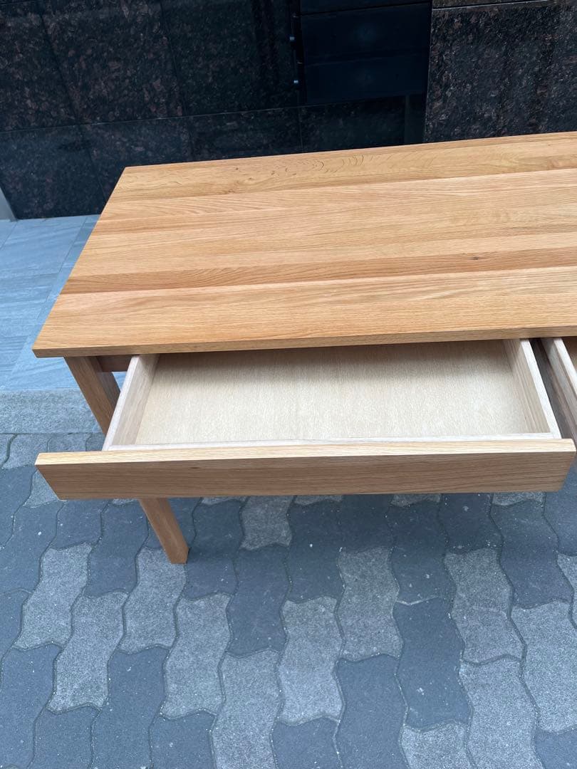 無印良品　木製デスク オーク無垢材 引き出し付き