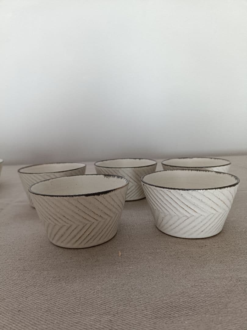 石岡信之　ヘリンボーン模様 ドラ鉢、小鉢5点セット