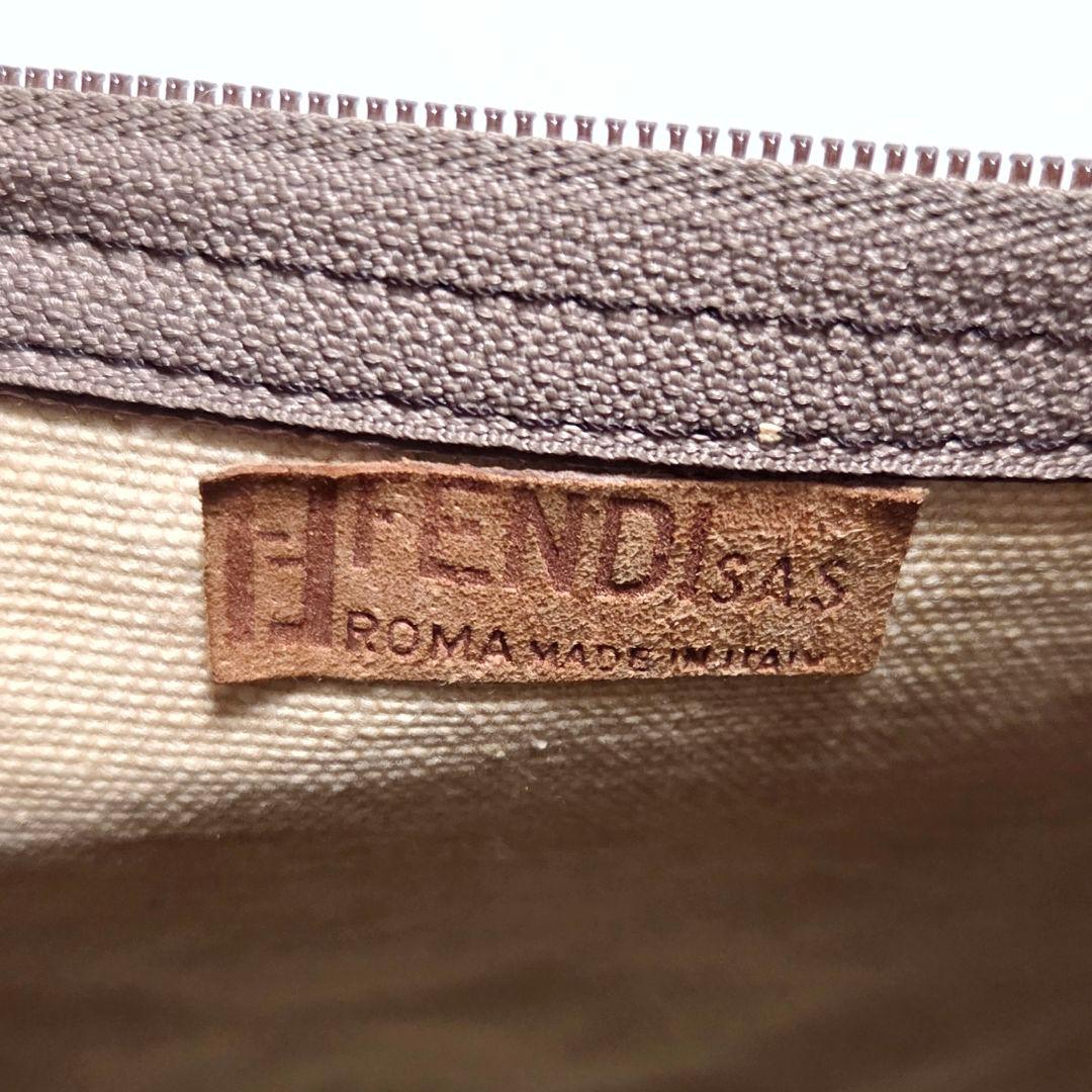 FENDI ズッカ柄 ボストンバッグ エナメル ブラウン