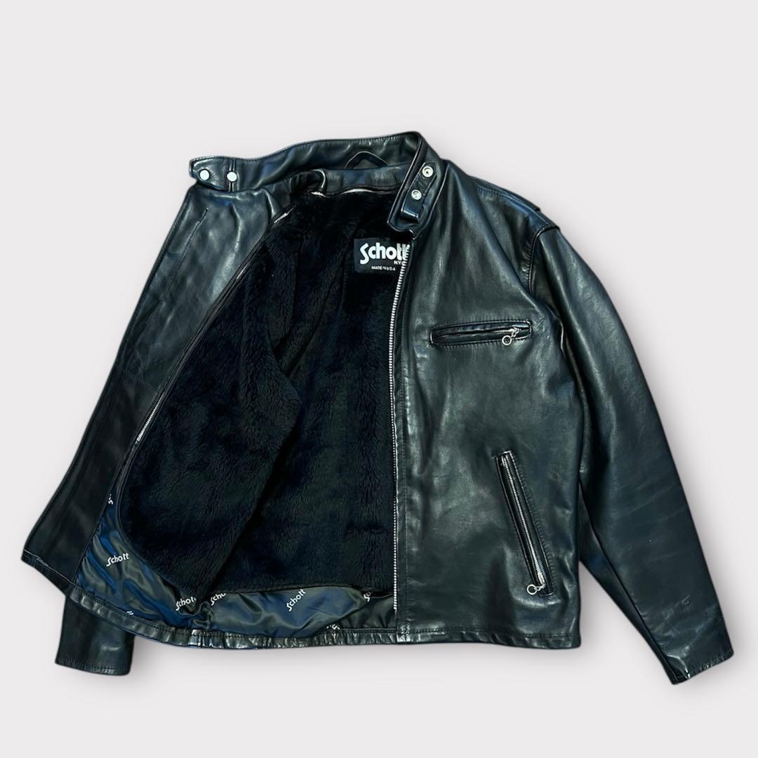 KF様【美品】Schott シングルライダース　サイズ40 ファーライナー付き