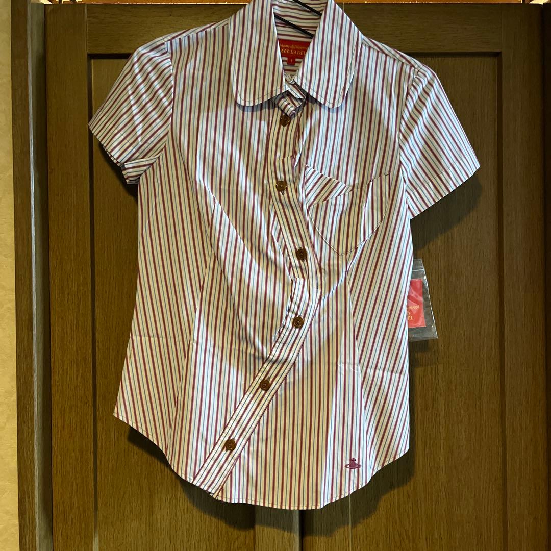 ヴィヴィアン　RED LABEL 半袖ストライプシャツ サイズ1 変形