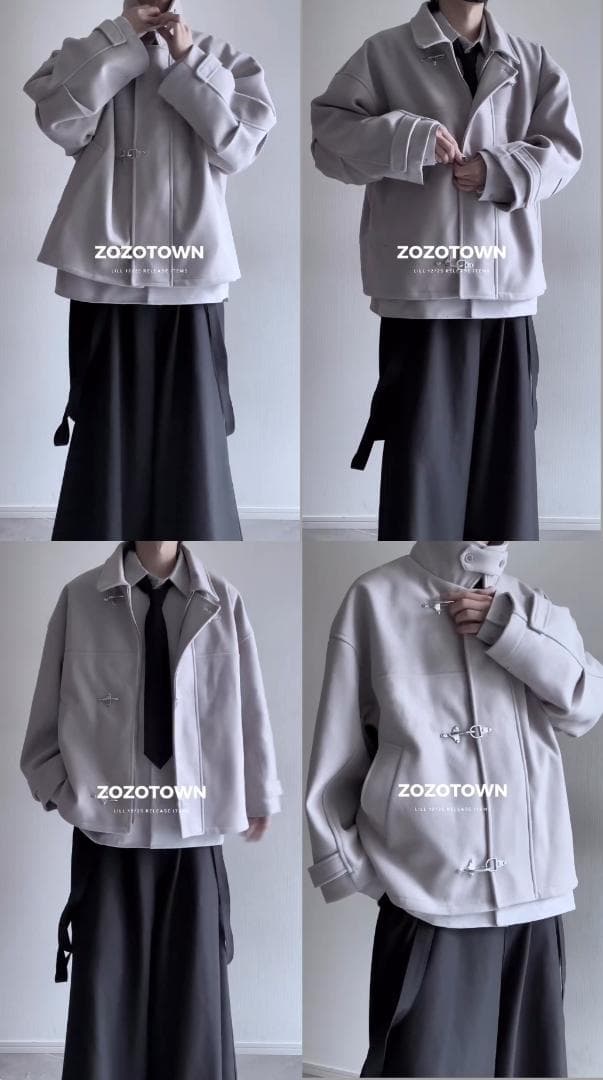 M 未使用に近い LILL ショート丈メルトンファイヤーマンブルゾン グレー