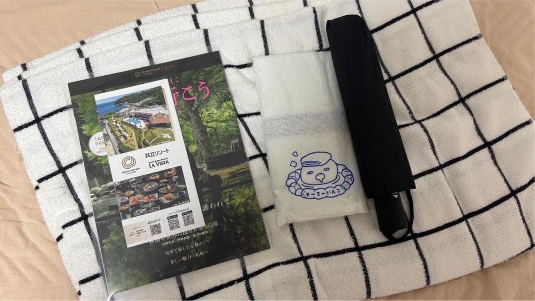 【非売品】ドーミーいんこ銭湯タオル（非売品）、ドーミーイン傘セット