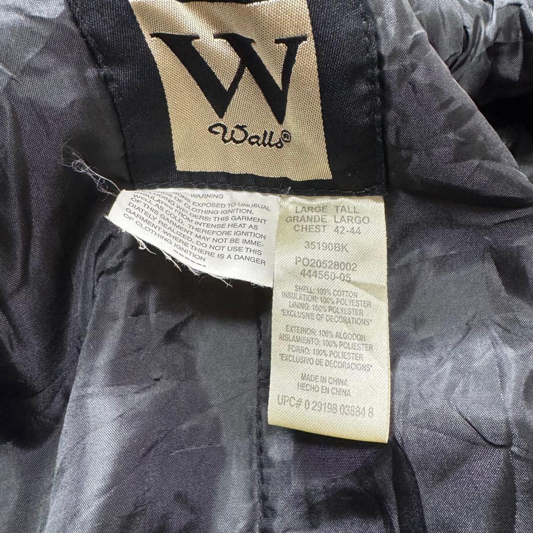 wallsブラックダックサンタフェジャケット刺繍企業ロゴL短丈古着襟コーデュロイ