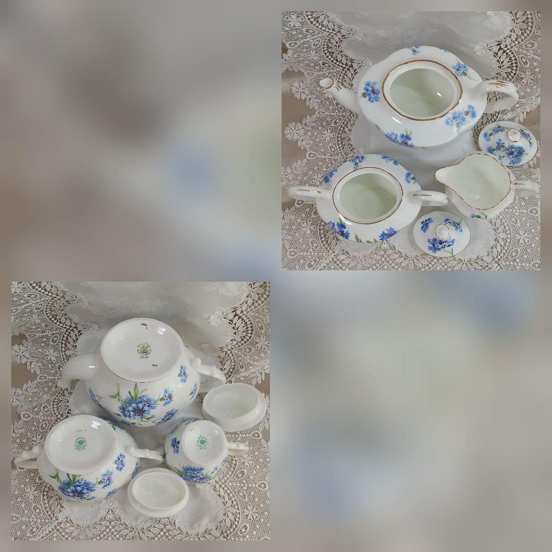 ハマースレイ ティーセット ポット シュガー クリーマー コーンフラワー 矢車草