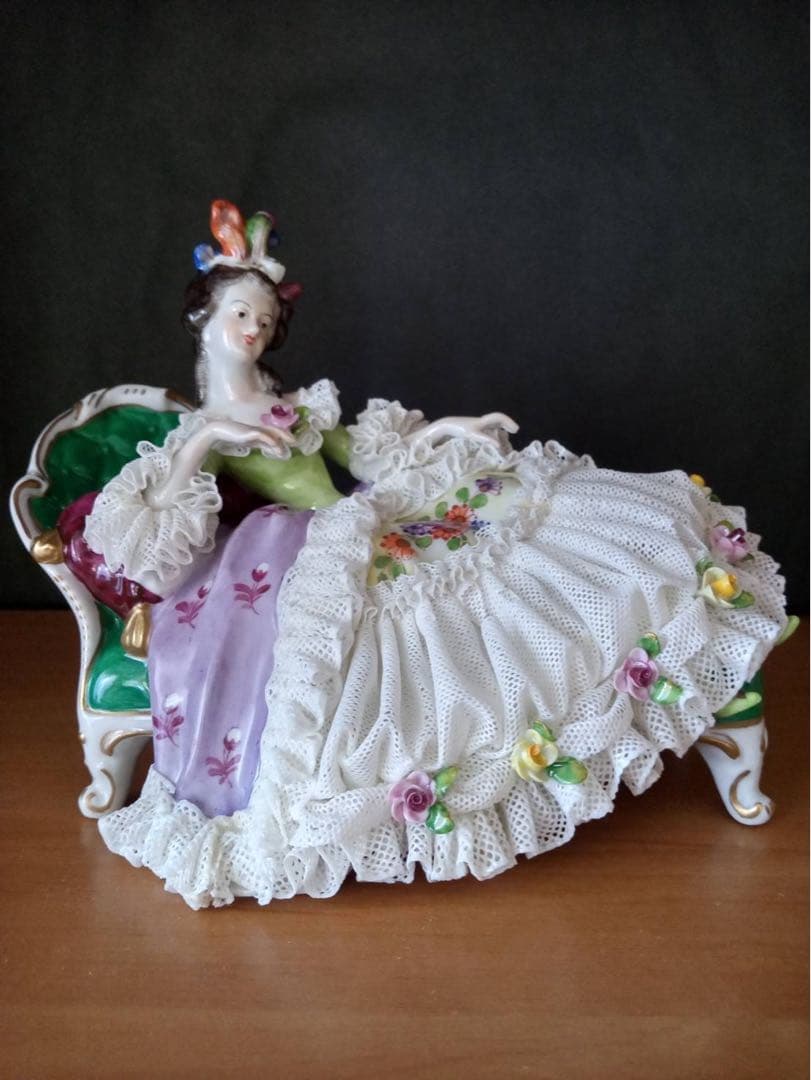 ドレスデン　レースドール　フォルクシュテット　陶器　人形　ドイツ　フィギュリン