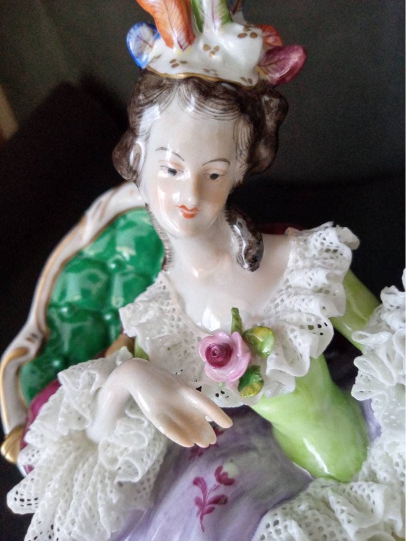 ドレスデン　レースドール　フォルクシュテット　陶器　人形　ドイツ　フィギュリン