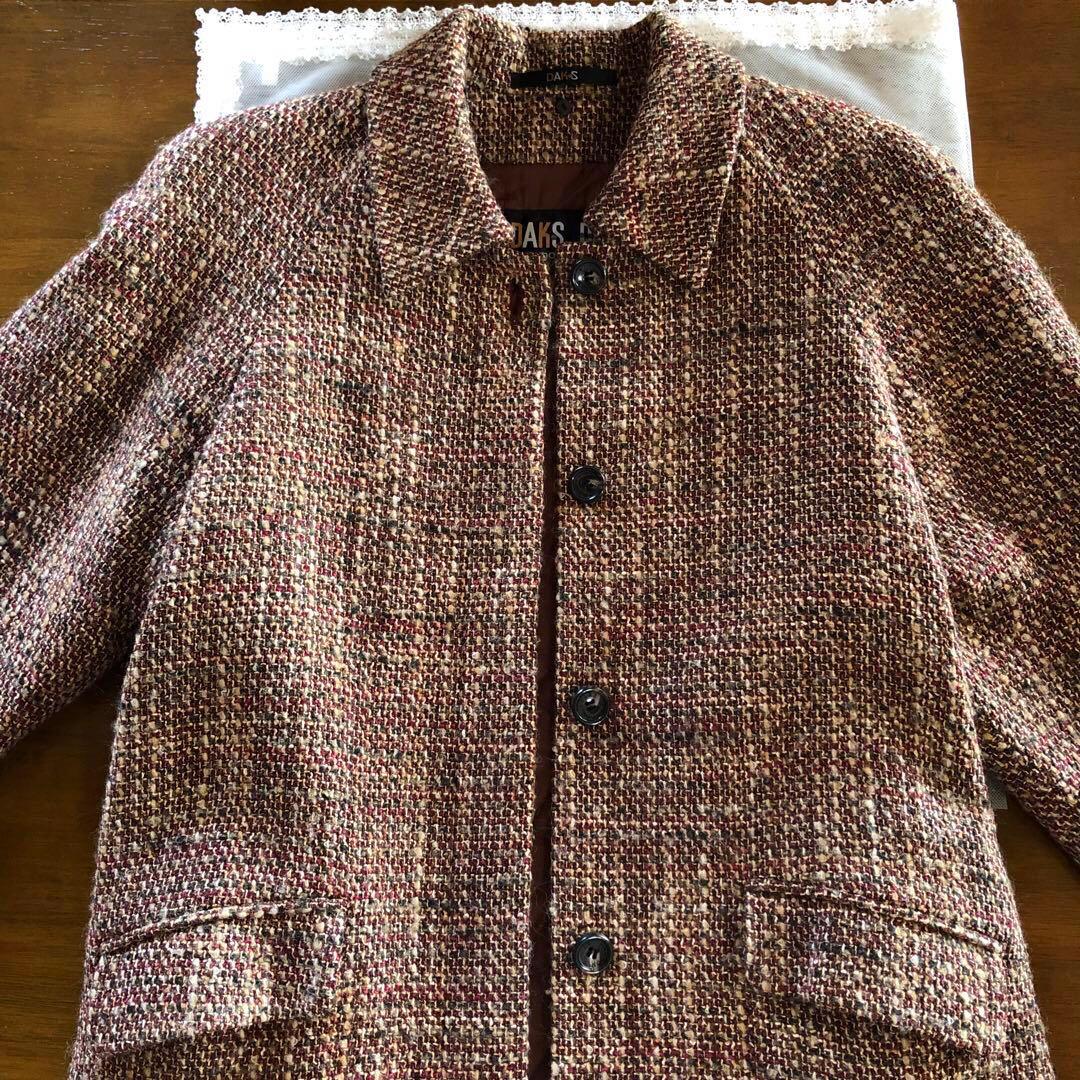 DAKS ダックス　レディース　ロング　コート　アウター　ツイード 高級　M