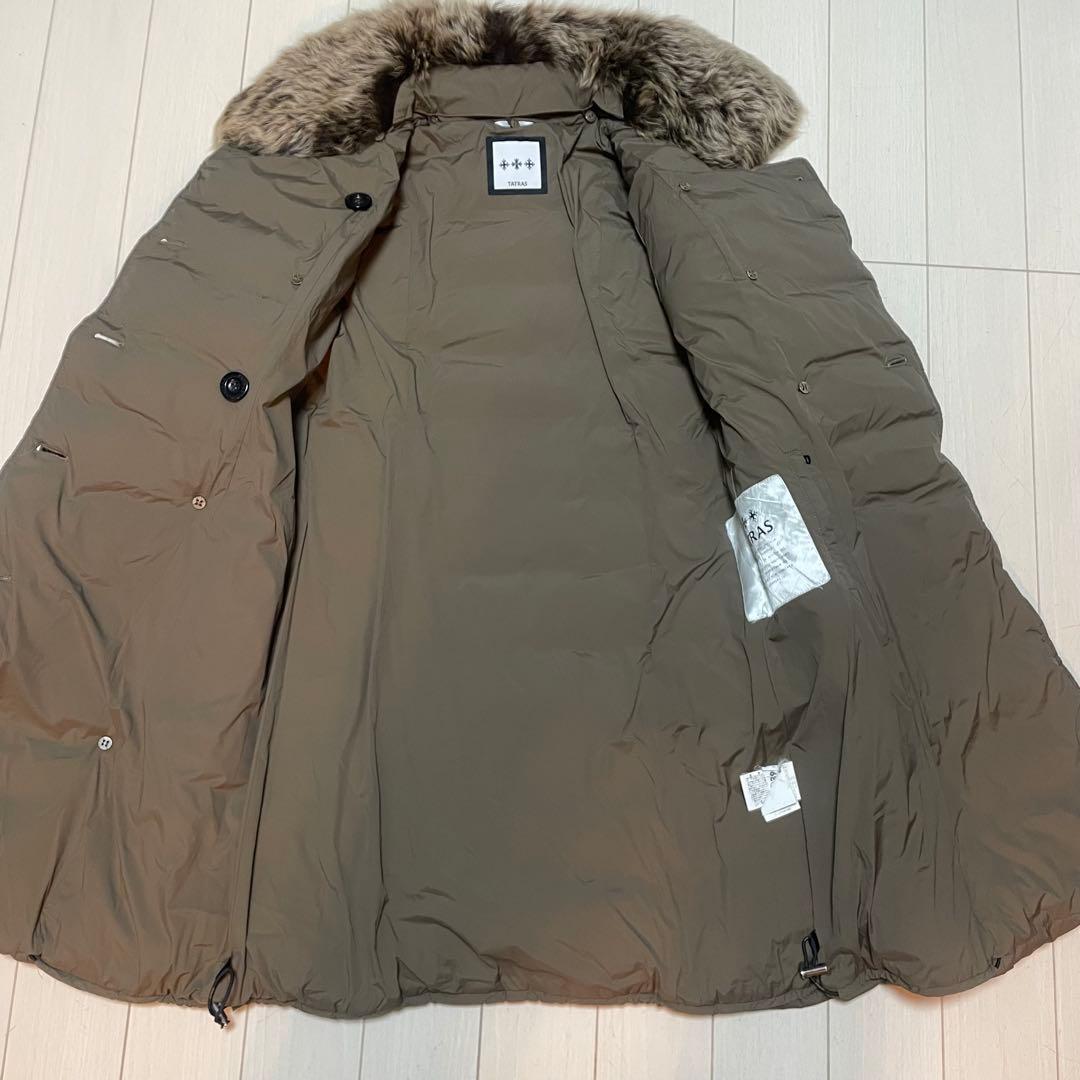 TATRAS タトラス ロングダウンコート リアルファー ベルト付き カーキ