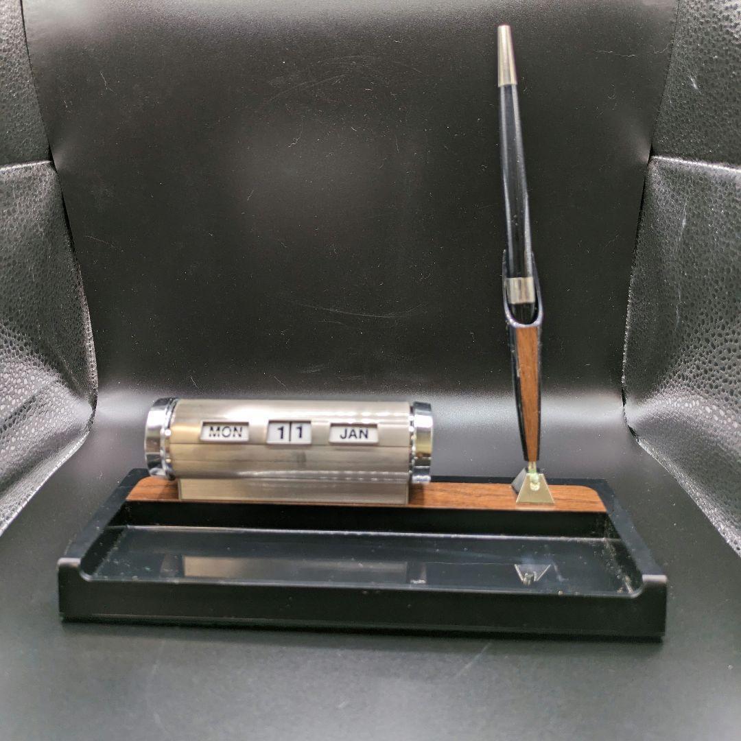 箱付き デッドストック パークシャーマン 台座つきデスクカレンダー 真鍮製
