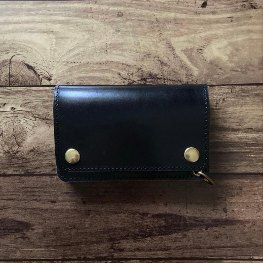 【お札を折らずに収納】ミドルトラッカーウォレット 茶芯ブラック【受注生産】