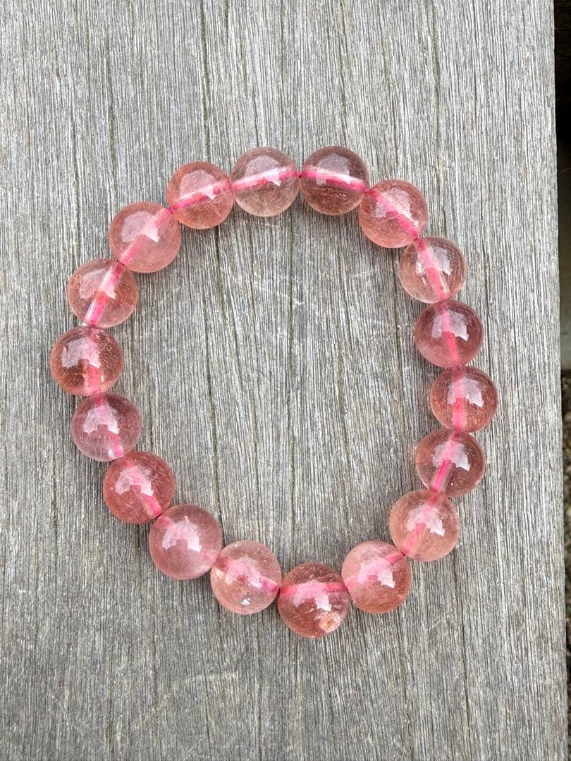 【クリスマスセール】希少高品質ストロベリークォーツブレスレット11.5-11mm