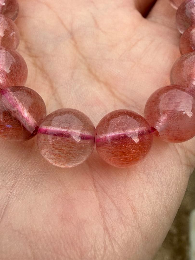 【クリスマスセール】希少高品質ストロベリークォーツブレスレット11.5-11mm