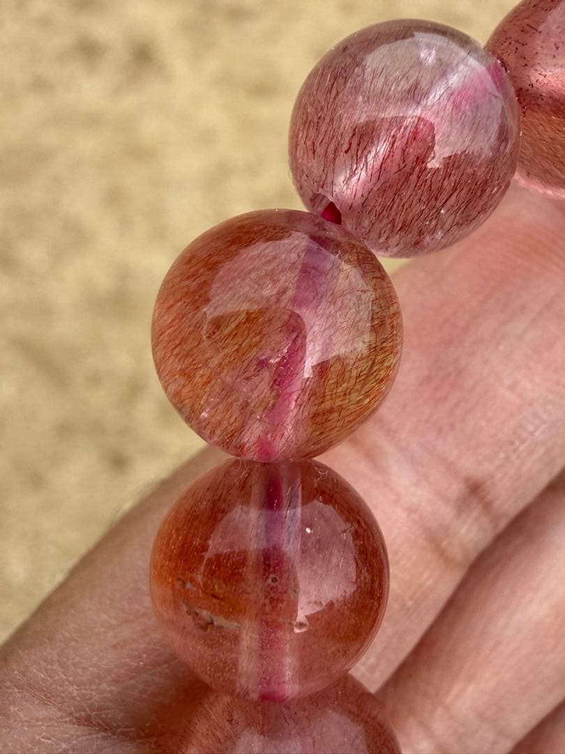 【クリスマスセール】希少高品質ストロベリークォーツブレスレット11.5-11mm