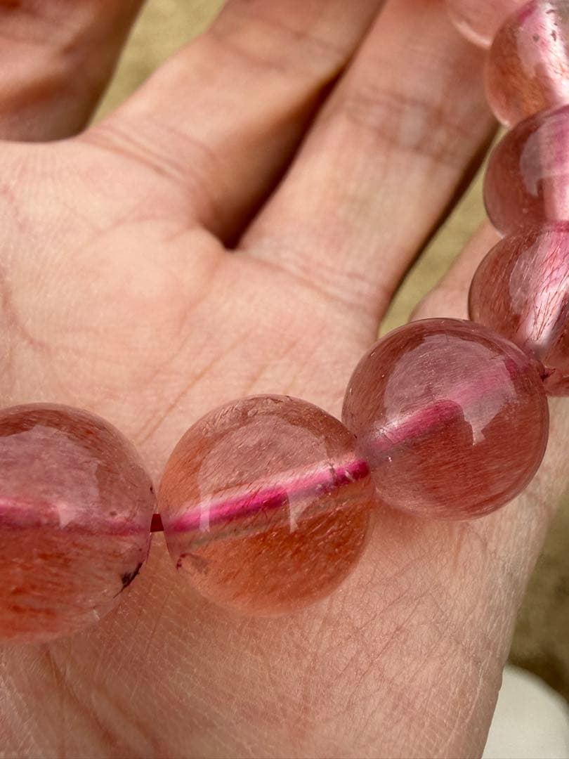 【クリスマスセール】希少高品質ストロベリークォーツブレスレット11.5-11mm