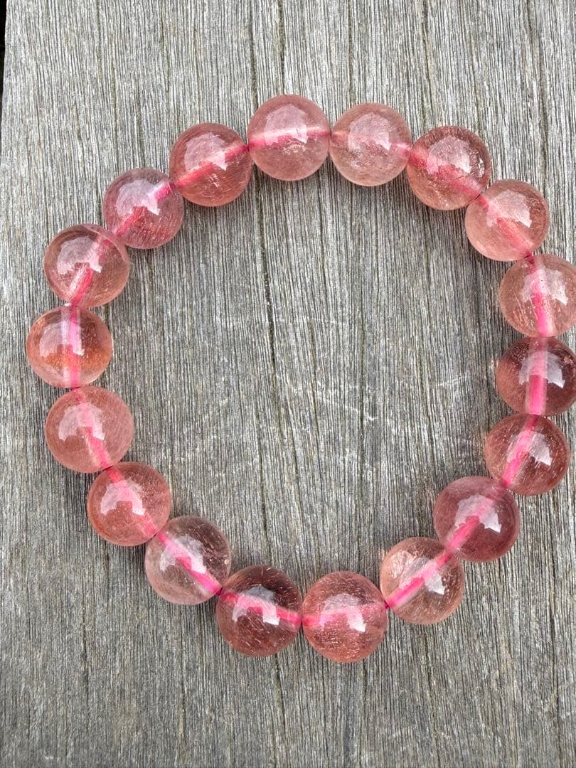 【クリスマスセール】希少高品質ストロベリークォーツブレスレット11.5-11mm