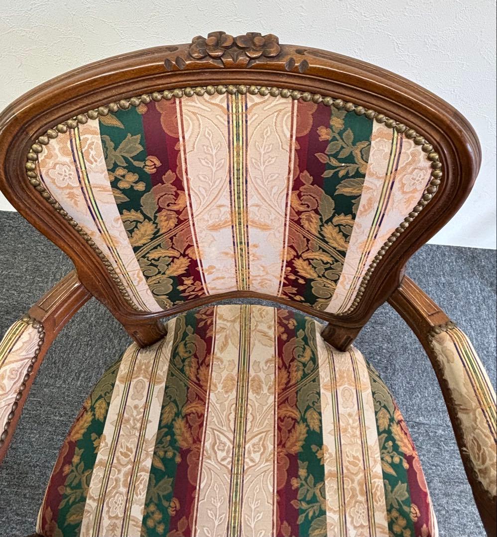 輸入家具 アンティークチェア 猫脚 クラシックスタイル 多色布張り椅子②
