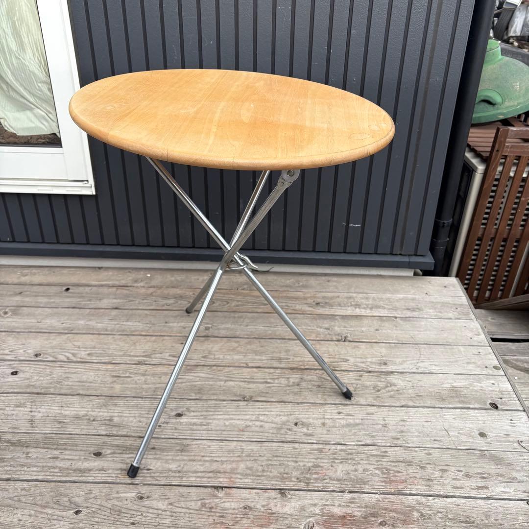 北欧レトロ WINNER 折りたたみ 丸テーブル 木製天板 カフェテーブル