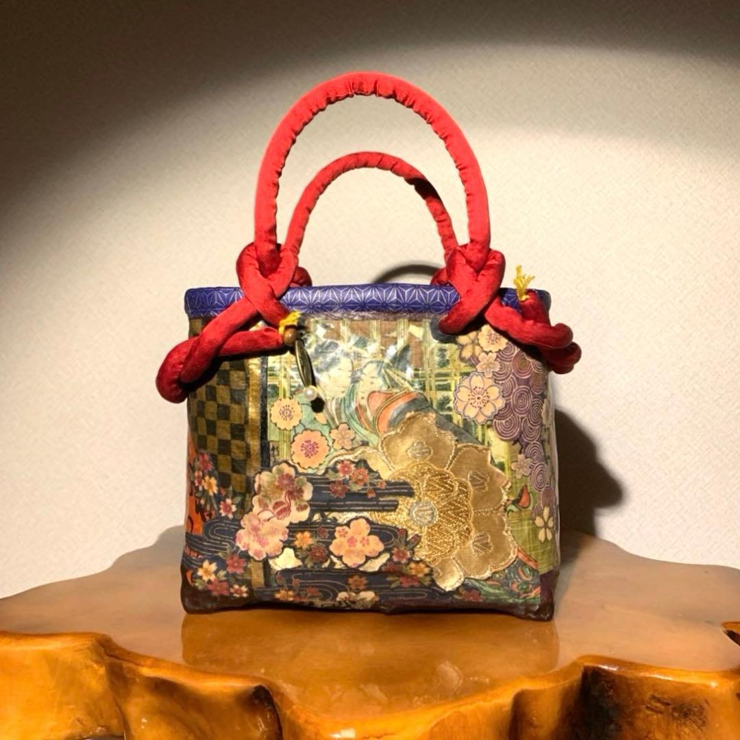 ＊一閑張りバッグ（遊女）柿渋染