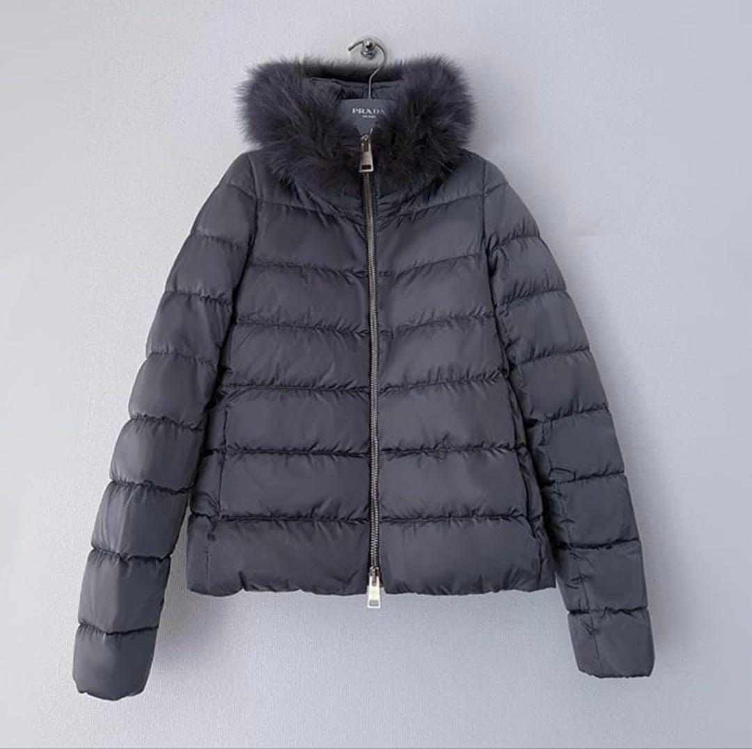 Herno ファー付きダウンジャケット グレー