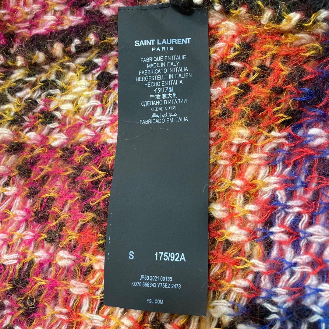 16573✨サンローラン 国内正規品 ウール モヘヤ インターシャ カーディガン