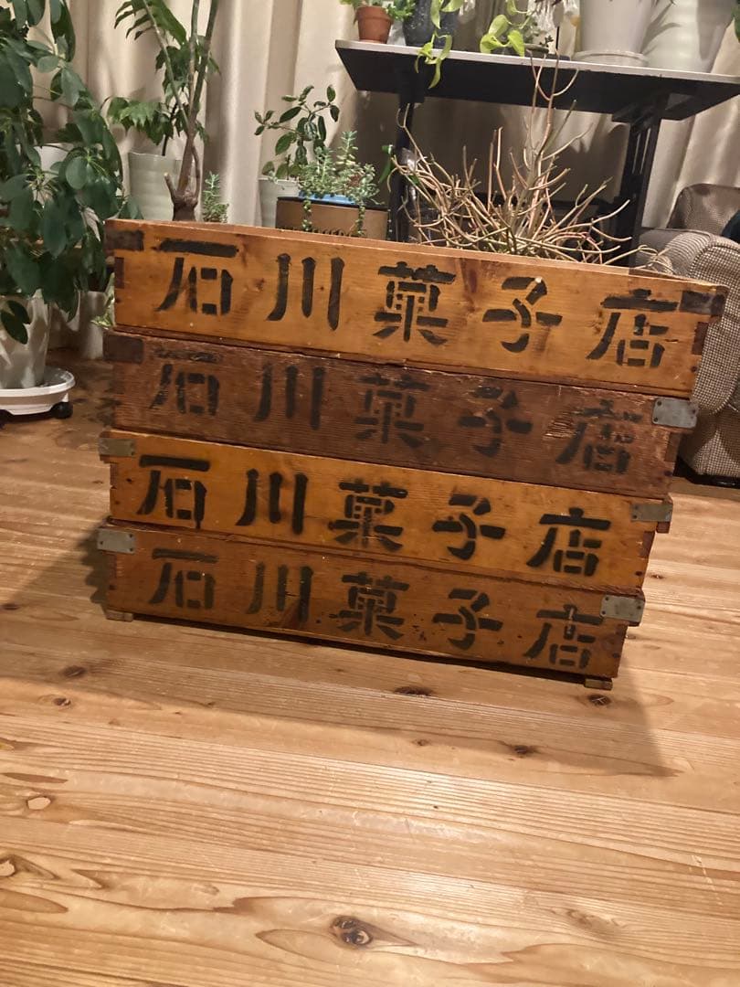昭和レトロ　お菓子屋木箱　レトロケース　店舗什器　小4台まとめて③