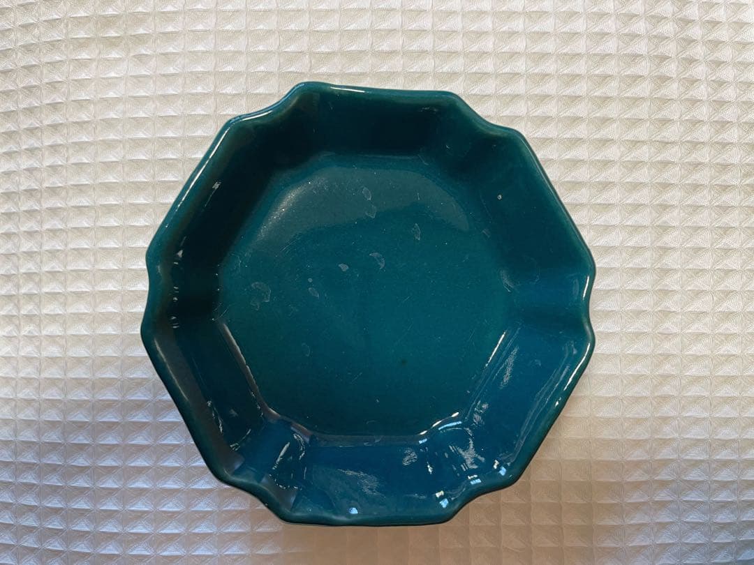 淡路珉平焼き　 明治か昭和の変形六角小皿