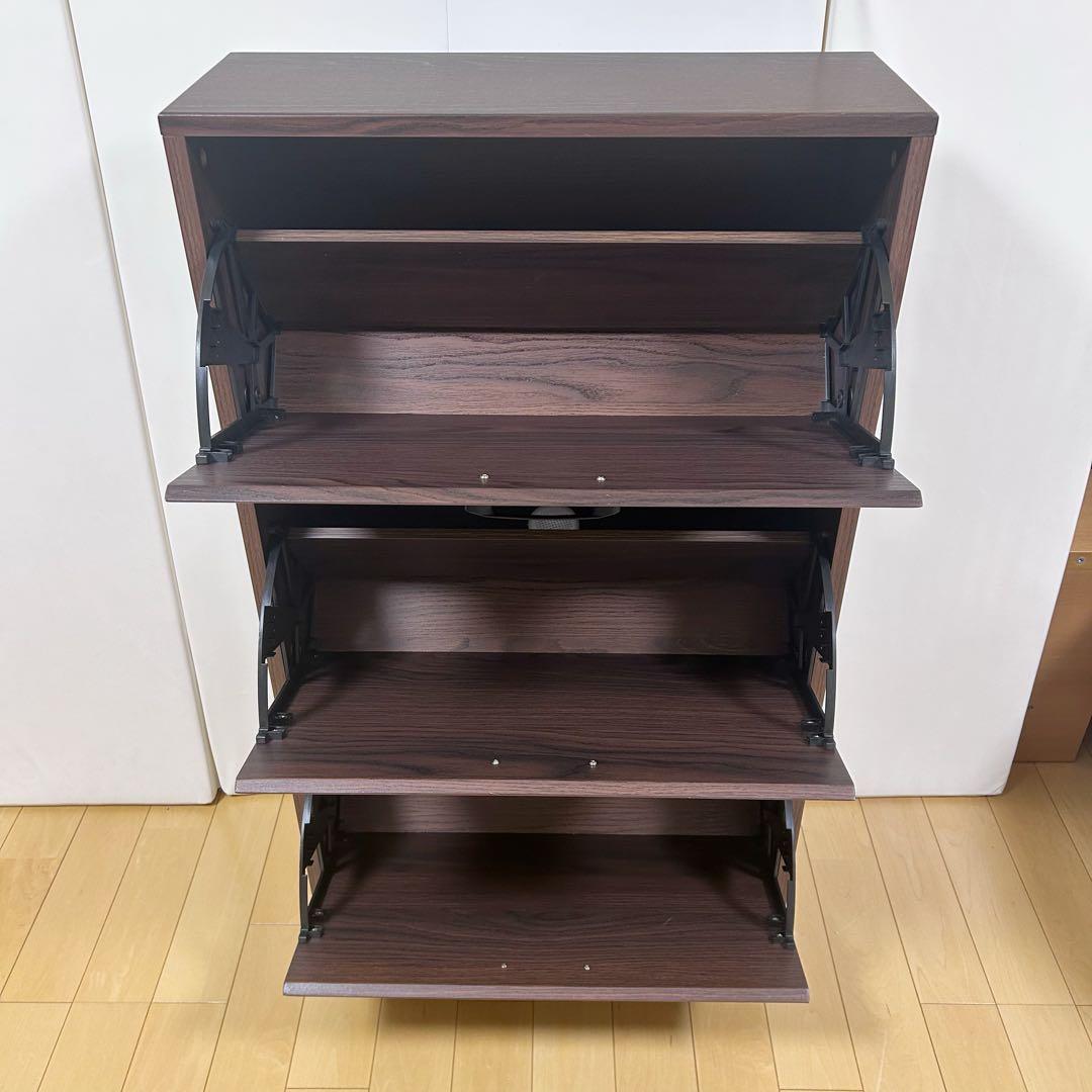 スリム3段シューズラック　サブリナ　サン　W637×D240×H1095 靴入れ