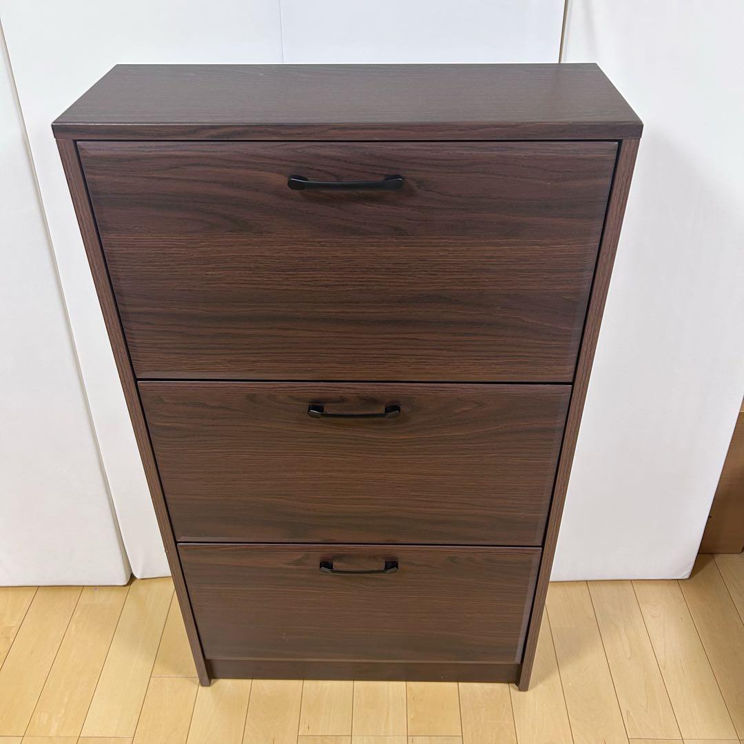 スリム3段シューズラック　サブリナ　サン　W637×D240×H1095 靴入れ