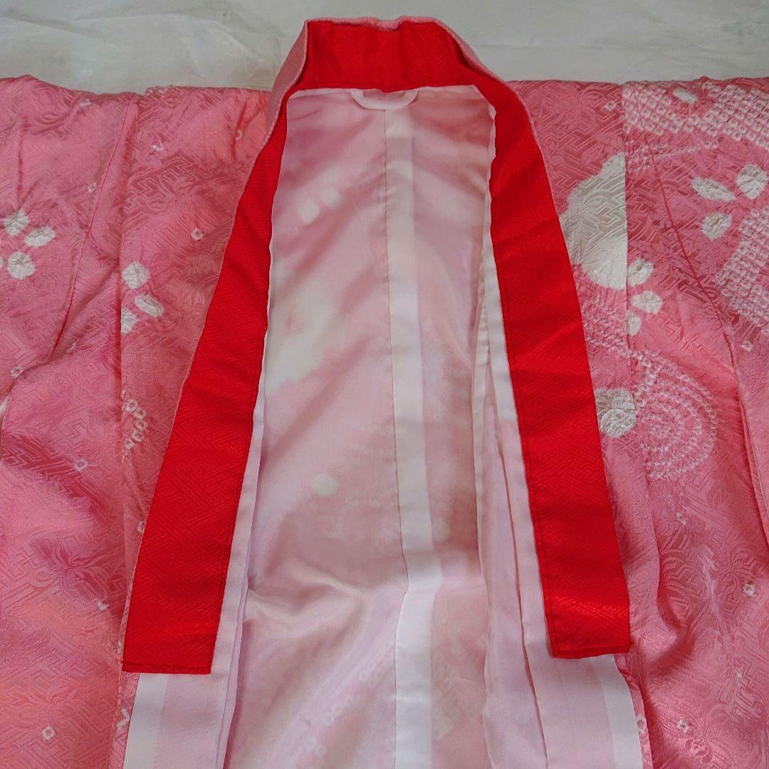 ④七五三 着物 絞り柄 ピンク 7歳