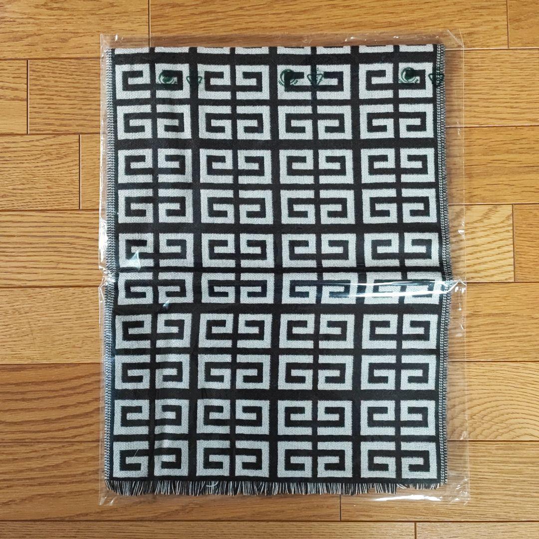 kuai　GIVENCHY 幾何学模様 マフラー 100%ウール　ブラック