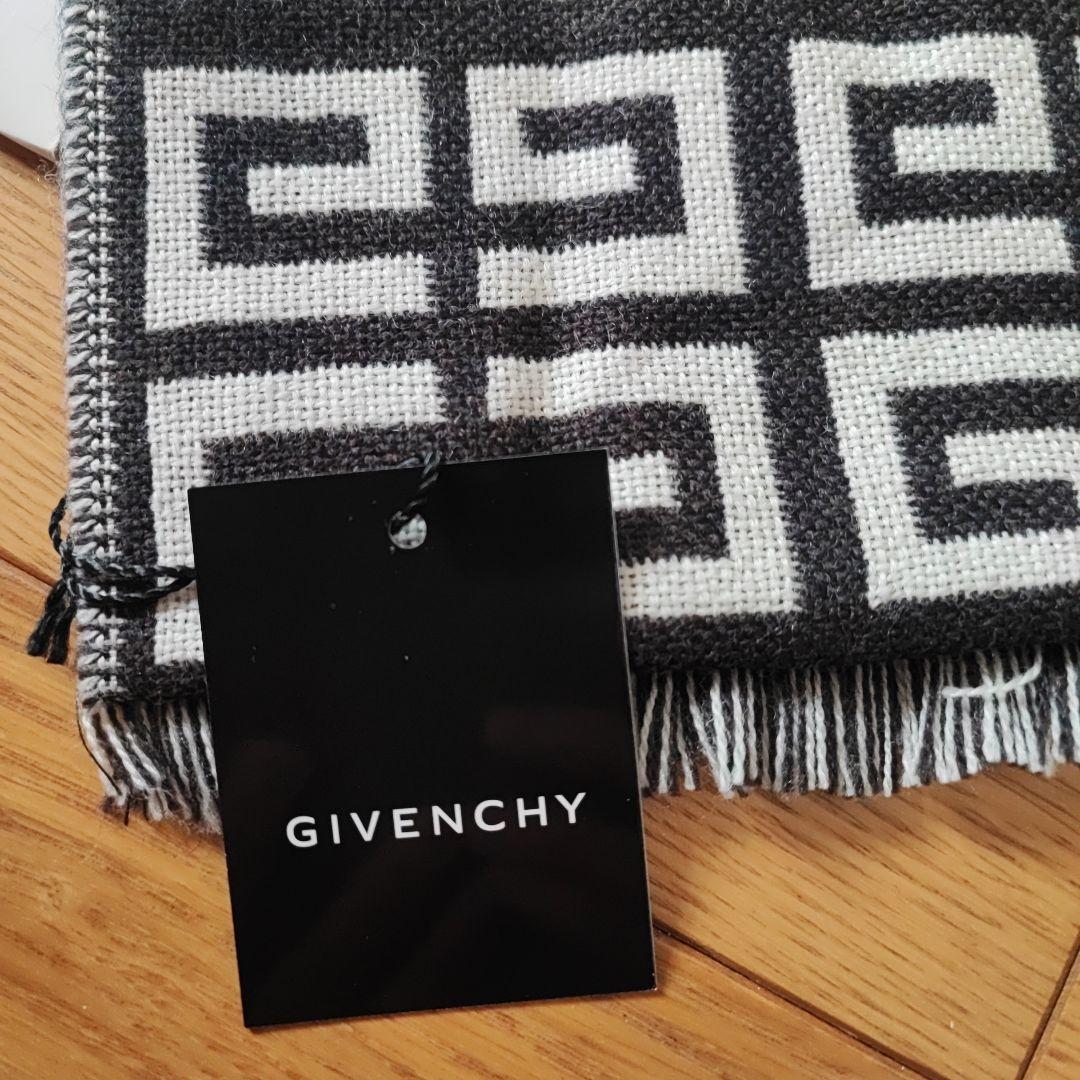 kuai　GIVENCHY 幾何学模様 マフラー 100%ウール　ブラック