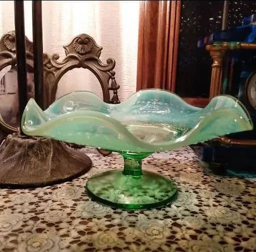 アンティーク　オパールセント　コンポート　ケーキ皿