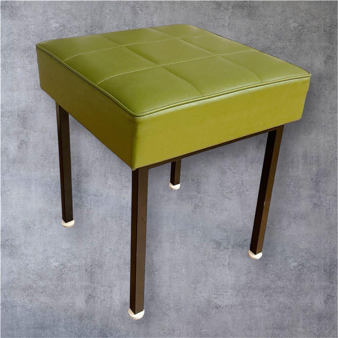 レトロ　スツール　アイアン　グリーン　緑　チェア　北欧アンティークに合う椅子