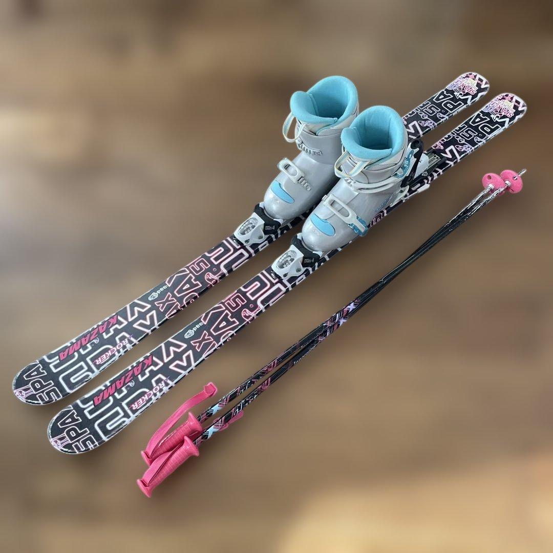 ジュニアスキー　KAZAMA スキーストックブーツ3点セット