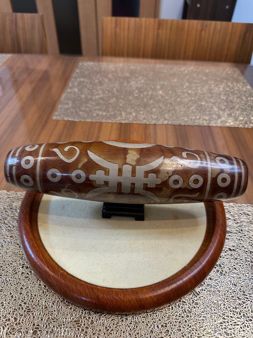 K-672 チベット　希少　大型　特大　寿字天珠　置物　風水　最強パワー