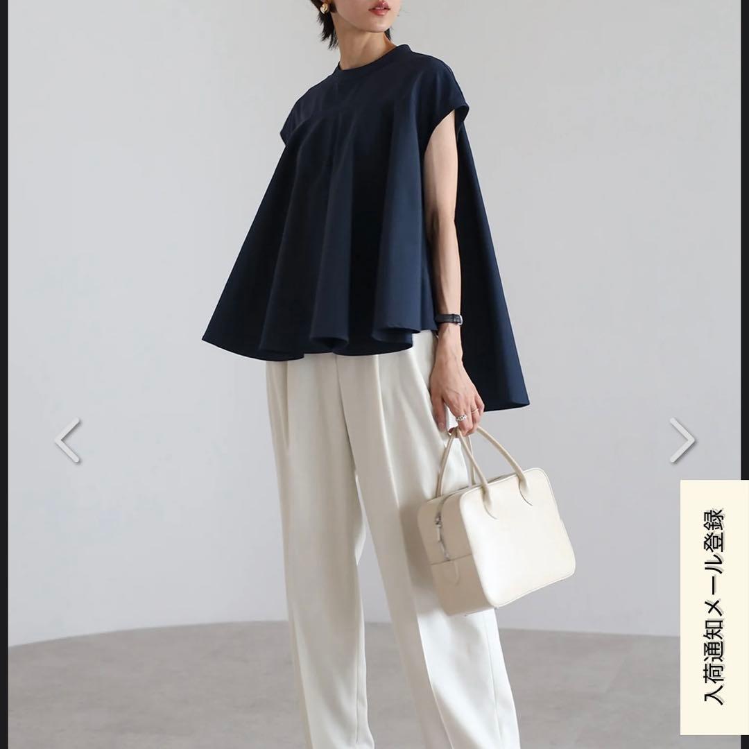 トップス mare Sheer Docking French Sleeve Blouse