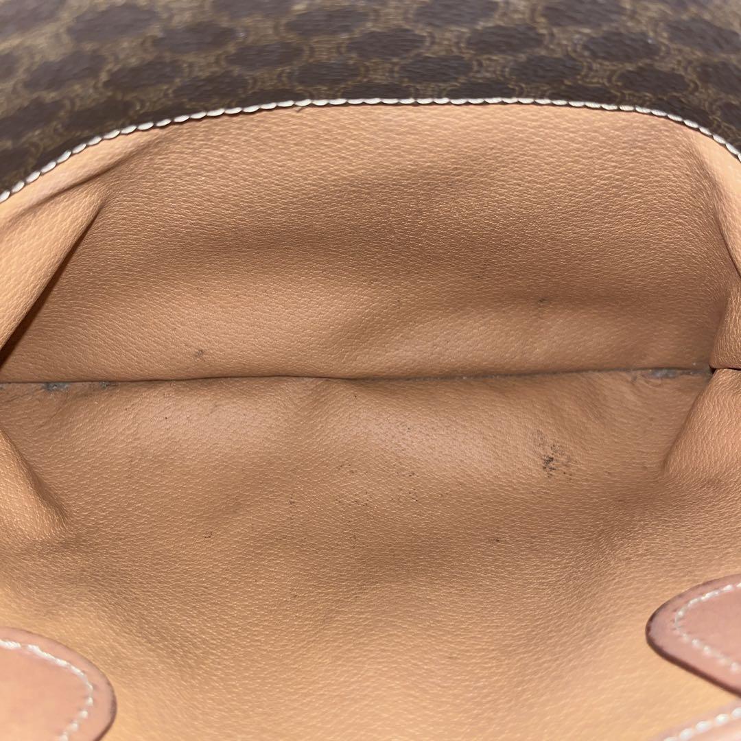 オールド　セリーヌ　ミニボストン　マカダム柄　トリオンフ　ハンドバッグ　ブラウン