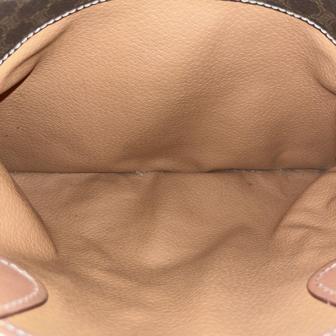 オールド　セリーヌ　ミニボストン　マカダム柄　トリオンフ　ハンドバッグ　ブラウン