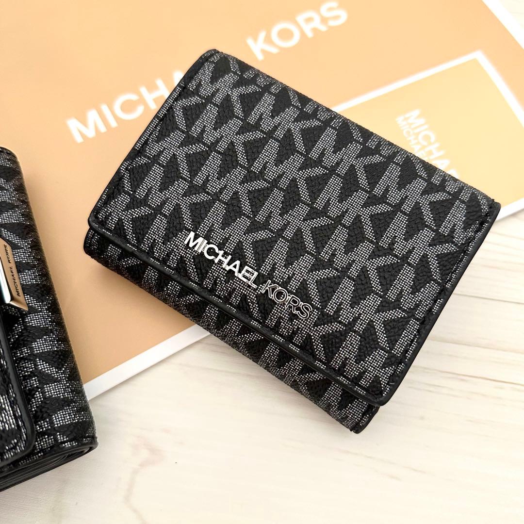 ★ 新品 MICHAEL KORS財布 折り財布 がま口 ブラック　三つ折り財布