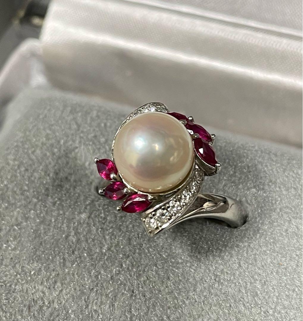 定価25万円　お値下げ可！　ODAKYU 真珠 ルビー プラチナリング　指輪