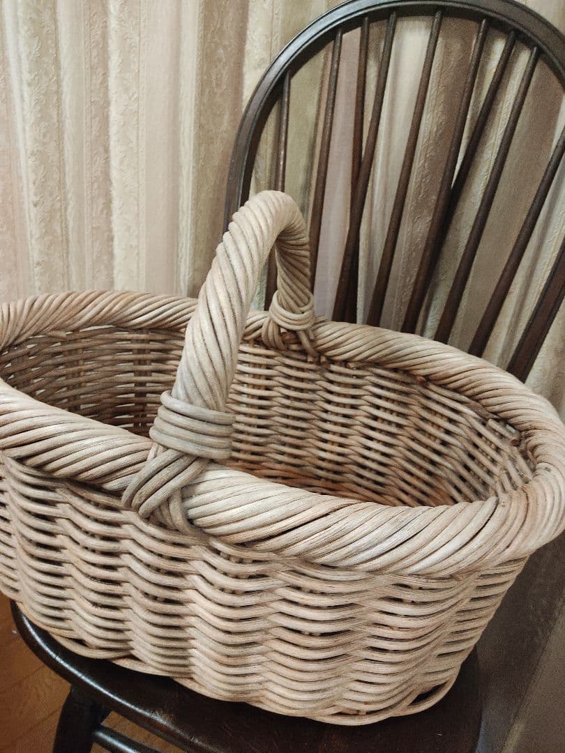アンティーク　バスケット　キャンプ　籐　ラタン北欧　北欧雑貨　　竹