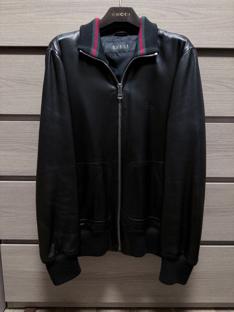GUCCI レザー ジャケット ブラック 46